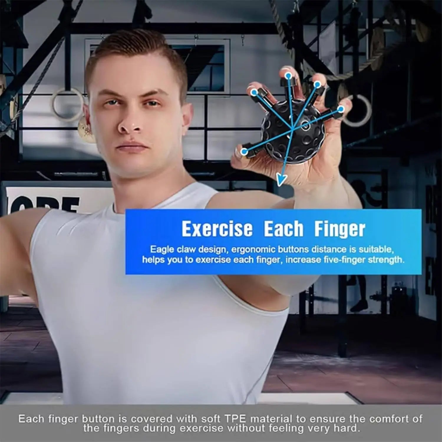 Strengthening finger exerciser, hand clamp exerciser, five-finger power device, rock climbing finger exerciser#Color:black exovai.com