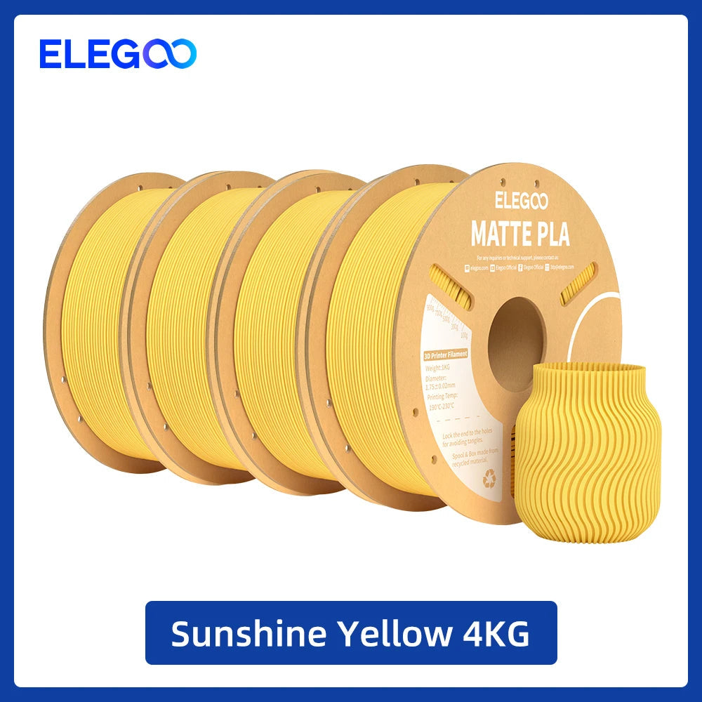 ELEGOO Matte PLA Filament 1KG,1.75mm FDM 3D Printer Filament Dimensional Accuracy +/- 0.02mm, 1kg Carboard Spool (2.2lbs) exovai.com