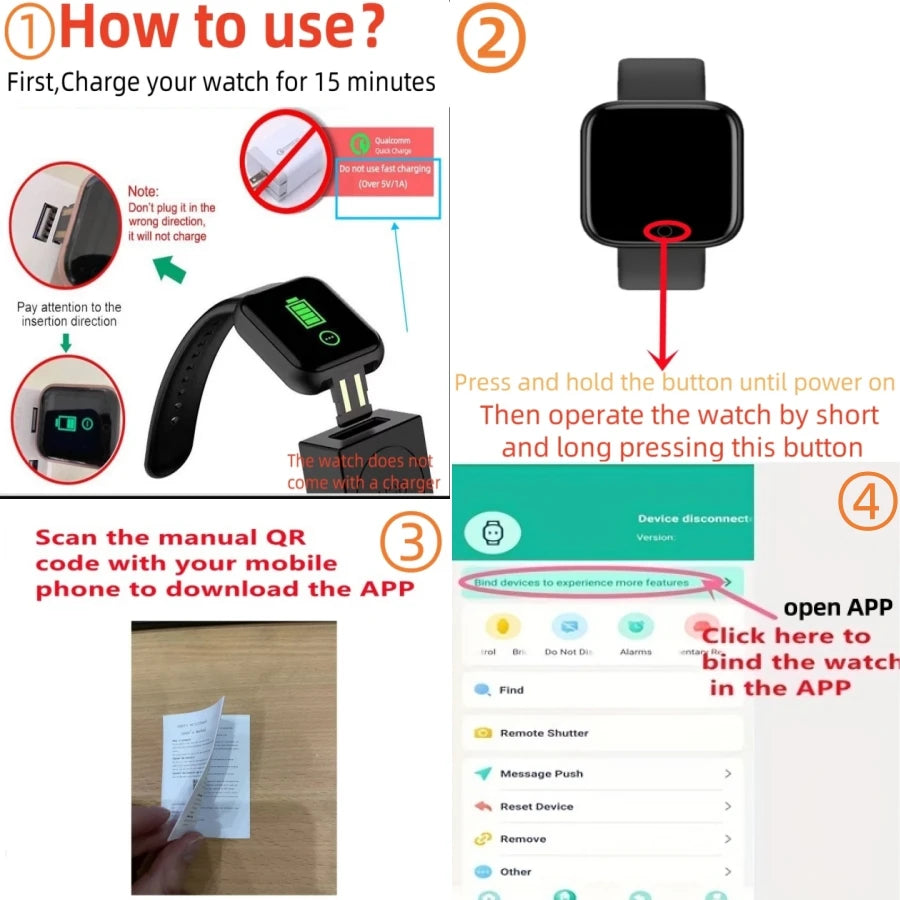 Smart Watch For Men Women Wristwatch Bluetooth Connect Phone Music Player Fitness Sport Bracelet Health Monitor Digital Watches exovai.com