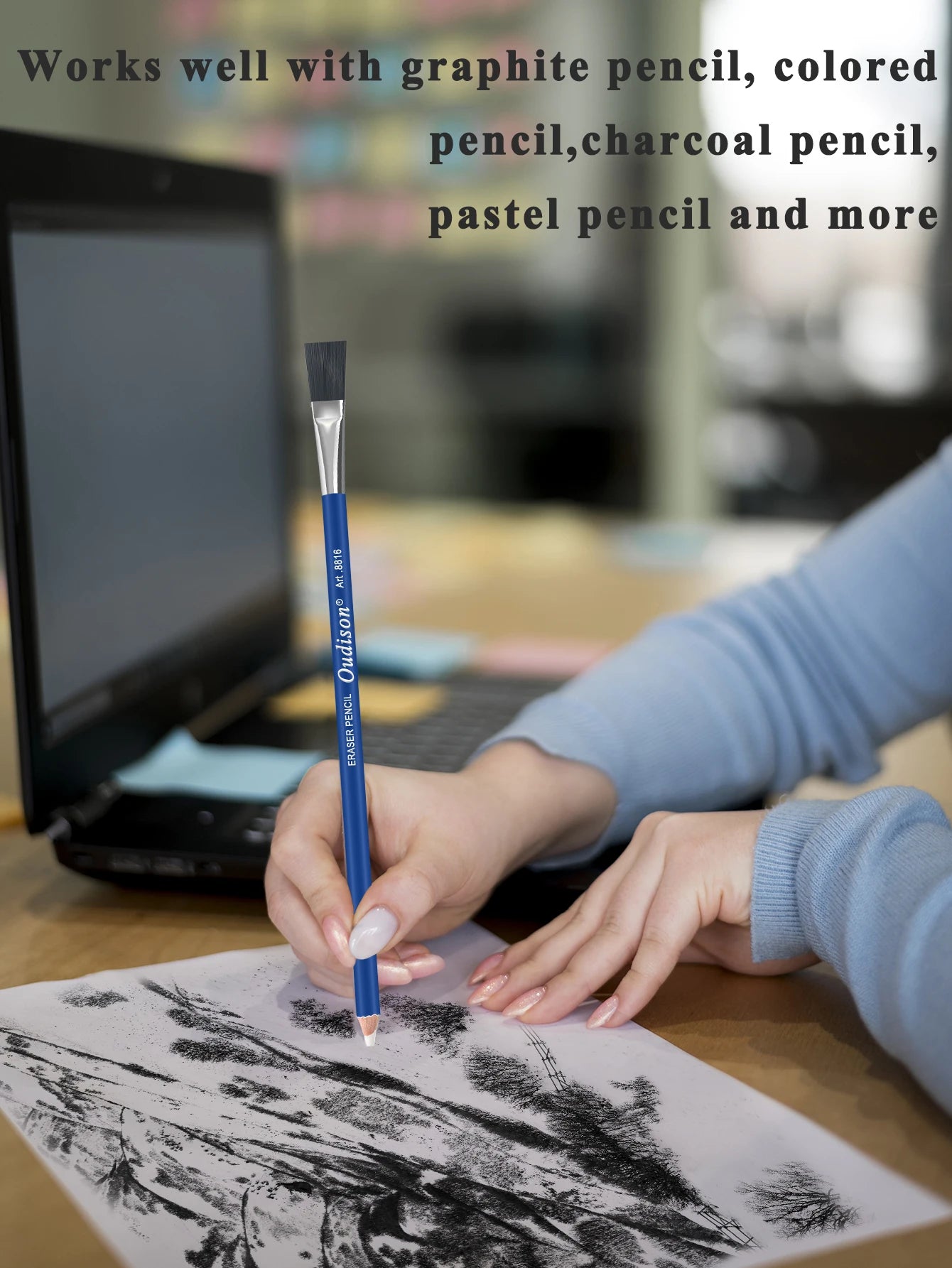 Eraser Pencil Set with Brush and Sharpener – 5 Pack Precision Erasing Pencils for Artists, Sketching, Detail Correction, Charcoa exovai.com