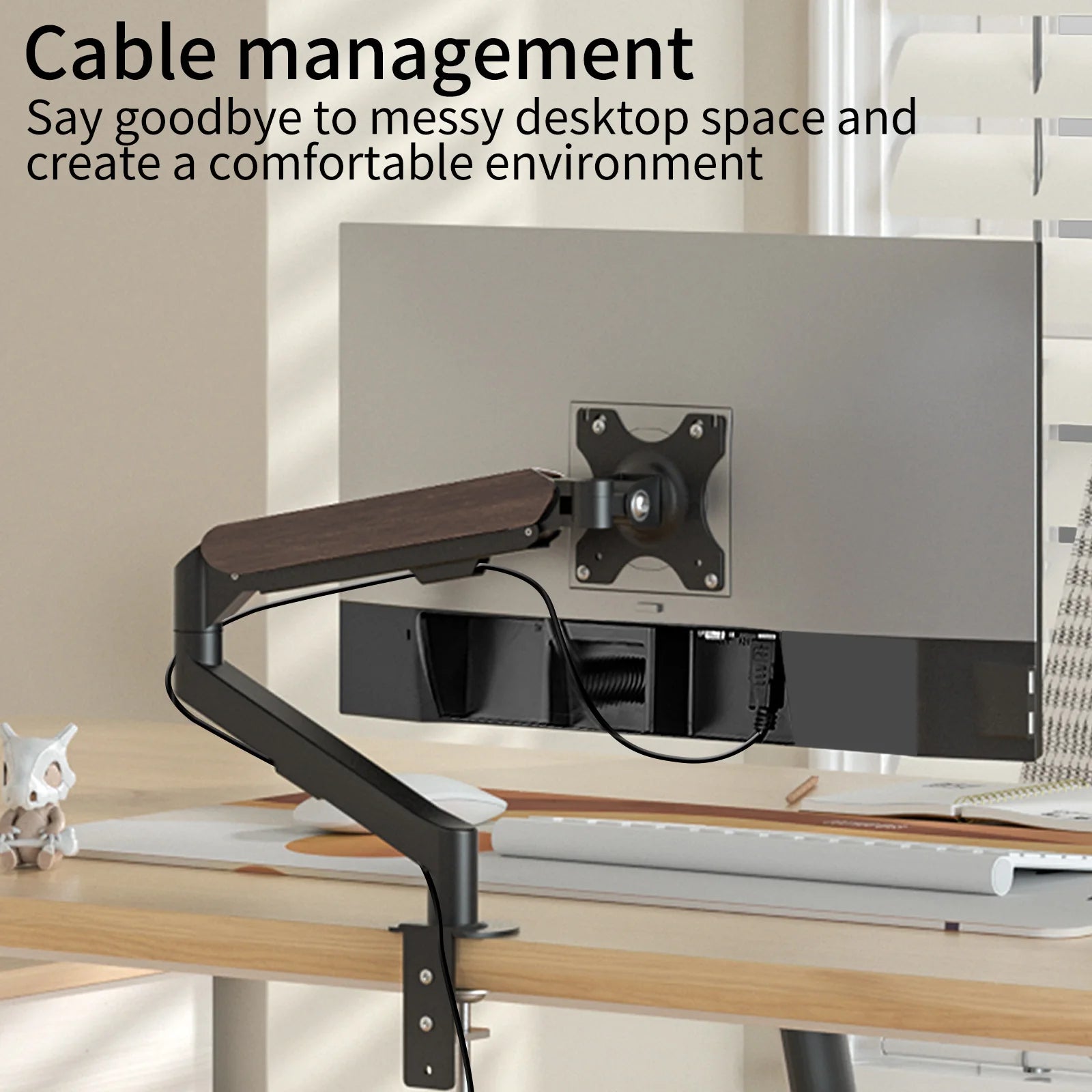 HILLPORT 17-34" Desktop Monitor Arm Holder Gas Spring Full Motion Mount Strut LCD LED TV Bracket Stand PC Soport Support M5 exovai.com