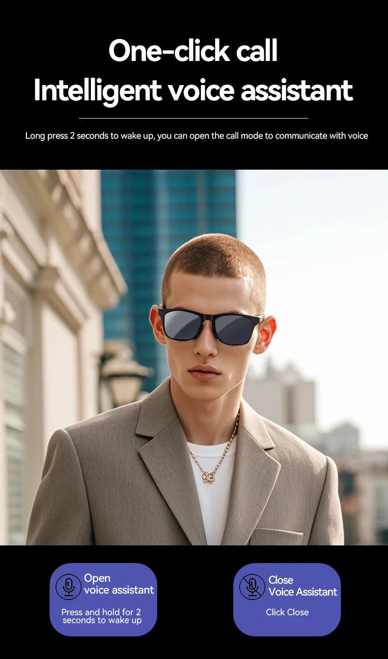 LAXASFIT 2025 New Men's Smart Glasses Women's Bluetooth Glasses Voice Call Control Music UV Polarized Sunglasses exovai.com