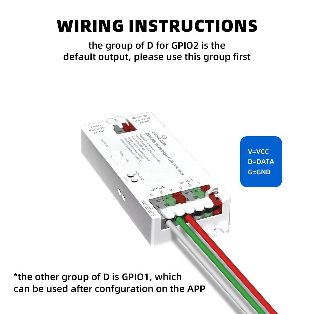 ESP8266 WLED LED Controller Smart Dimmer DC12V 800IC Segmented Color Funtion For DIY WS2811 WS2812B SK6812 SM16703P Strip Lights exovai.com