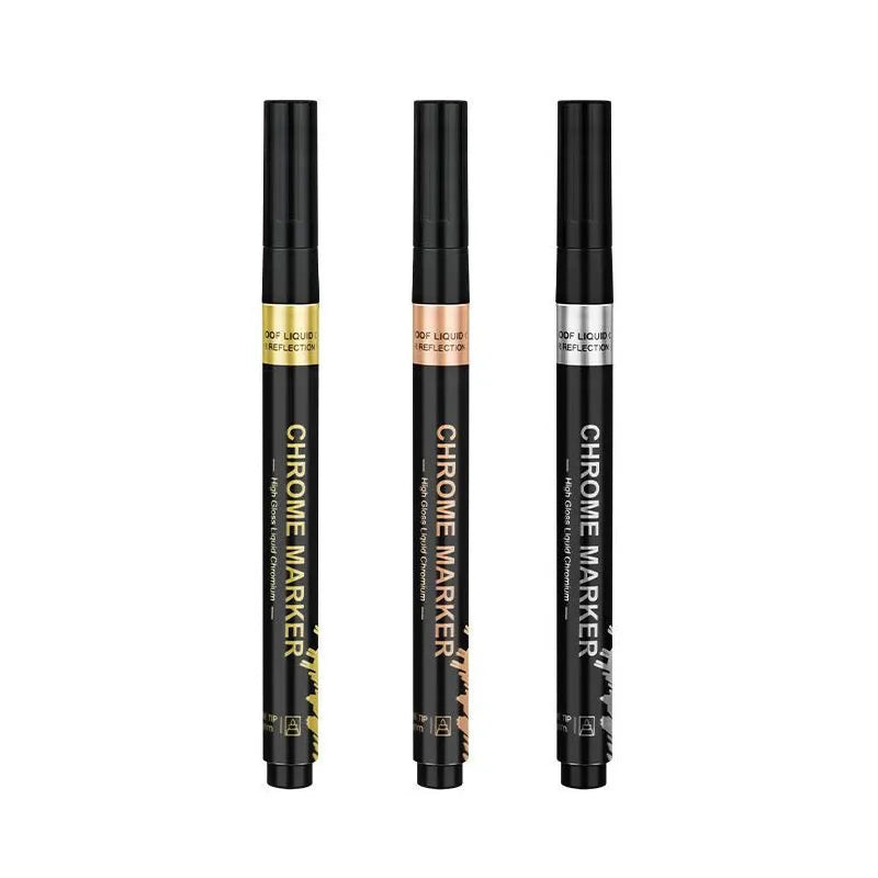 4PCS Chrome Permanent Paint Marker Pens, Mirror Reflective Chrome Sharp Tip And Round Tip, Golden Silvery Coppery Mirror Markers exovai.com