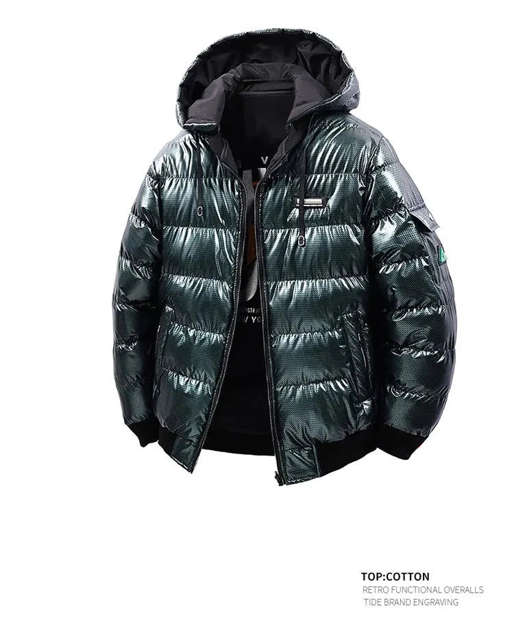 Men's Fashion Puffer Jacket Cotton Padded Thick Warm Puffy Parkas Hooded Windproof Thermal Overcoat Outerwear Plus Size L-5XL exovai.com
