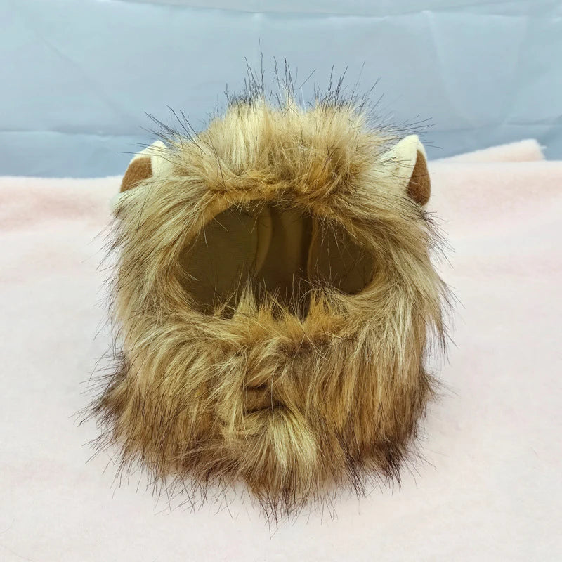 Pet Hairpiece - Humorous Lion Mane Headgear for Dogs and Cats, Adjustable Costume Accessories for Fun Dress-up and Play exovai.com