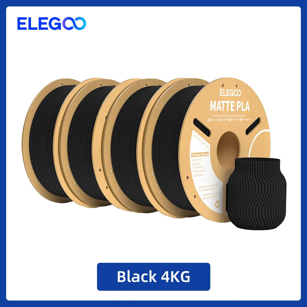ELEGOO Matte PLA Filament 1KG,1.75mm FDM 3D Printer Filament Dimensional Accuracy +/- 0.02mm, 1kg Carboard Spool (2.2lbs) exovai.com
