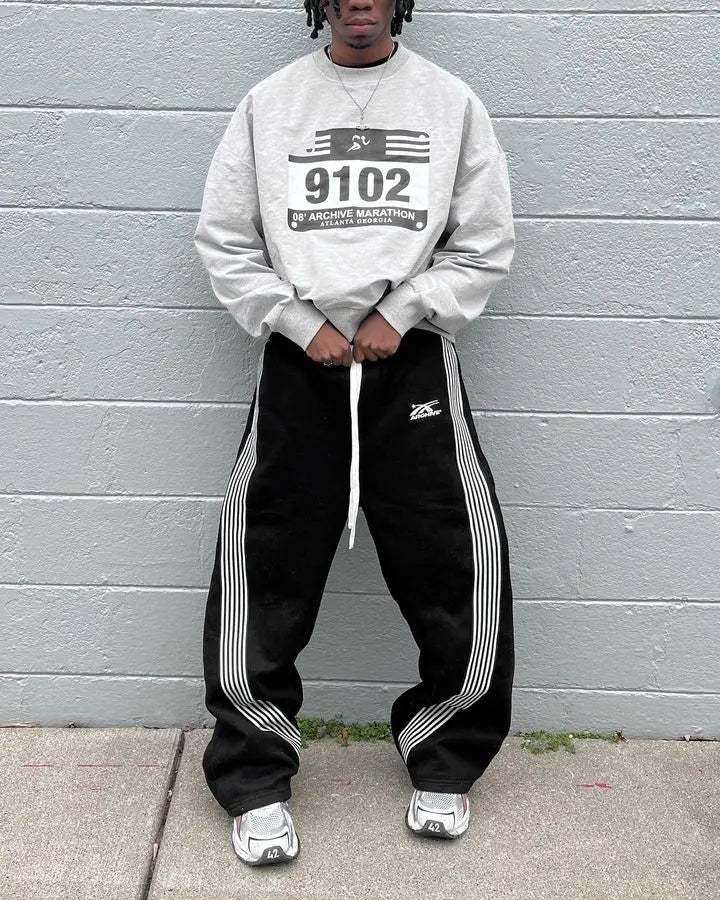 American Retro Striped Knitted Pants Men Y2k Street Harajuku Trendy Brand Oversized Trousers Loose Casual Wide Leg Pants Women exovai.com
