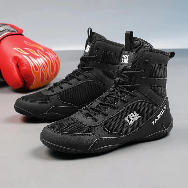 Wrestling shoes male Boxing Shoes Fighting Sanda Strength High Top Shoes light fighting Boots Weightlifting shoe Sneakers exovai.com