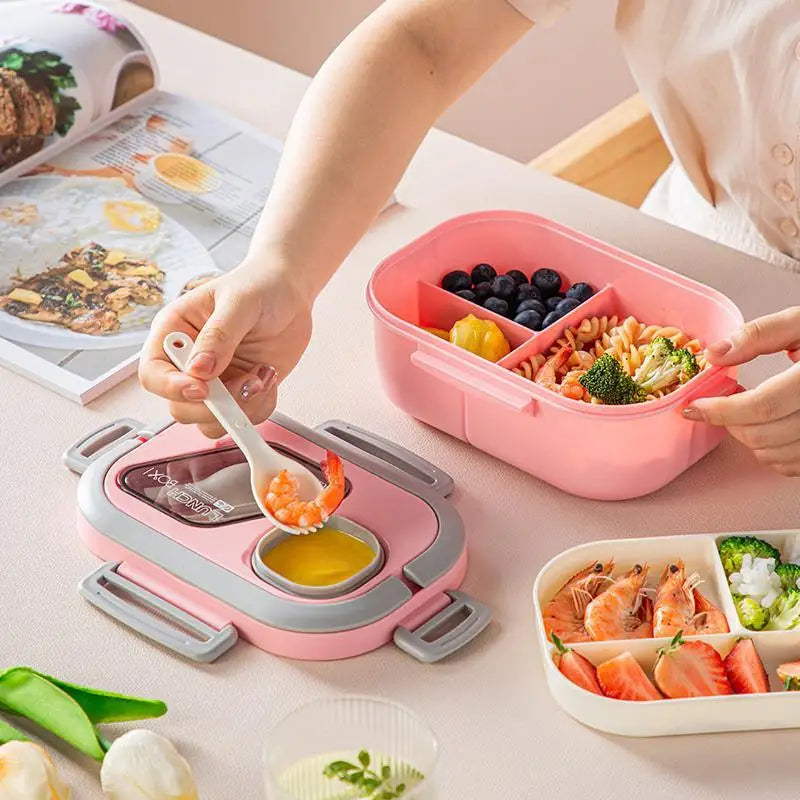 Portable Lunch Box Compartment Wheat Straw Bento Carrying Handle Box Reusable Tableware Containers Meal Snack Food Containers exovai.com