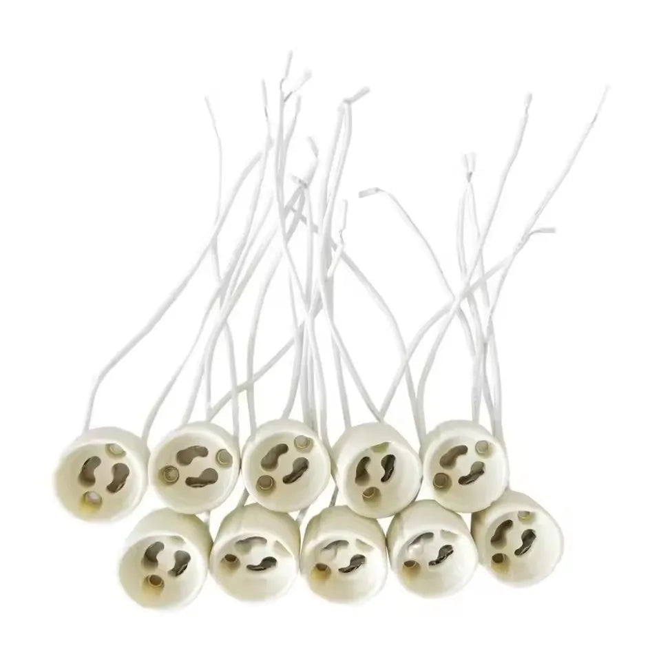 10-100PCS stück GU10 led-leuchten birne basis halogen sockel led lampe halter keramik körper draht anschluss buchse exovai.com