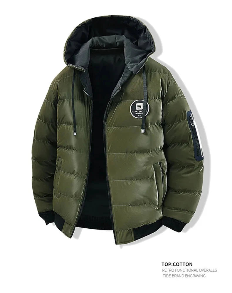 Double Sided Outerwear Men's New Cotton Padded Parkas Men Autumn Winter Jacket Brand Warm Comfortable Down Jacket Removable Hat exovai.com