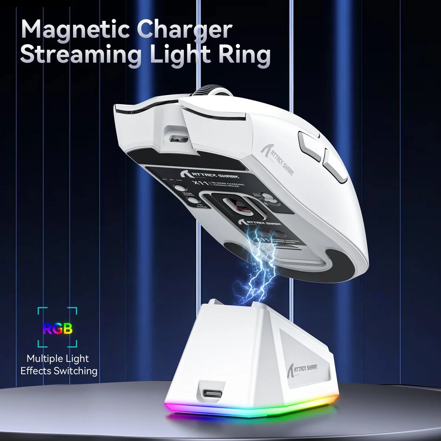 Attack Shark X11 Wireless Macro Gaming Mouse,Bluetooth Tri-Mode Connection, PixArt PAW3311, Touch Magnetic Charging Base exovai.com