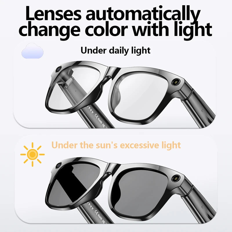 4K AI Smart Photochromic Glasses Multifunction Camera Bluetooth Call Voice Assistant Music Player Translate Glasses For Xiaomi exovai.com