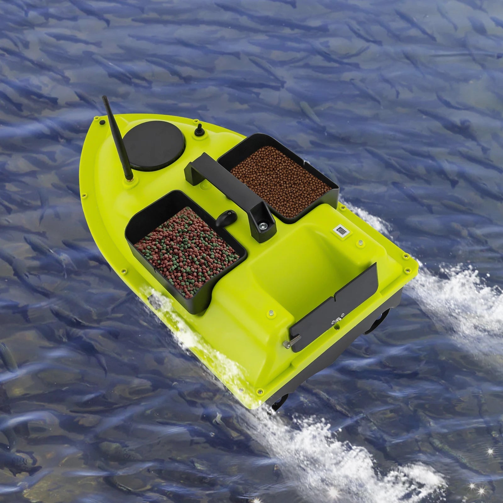 GPS Fishing Bait Boat Green with Remote Control Dual 390 Motors Three-bladed Propeller for Outdoor Fishing exovai.com