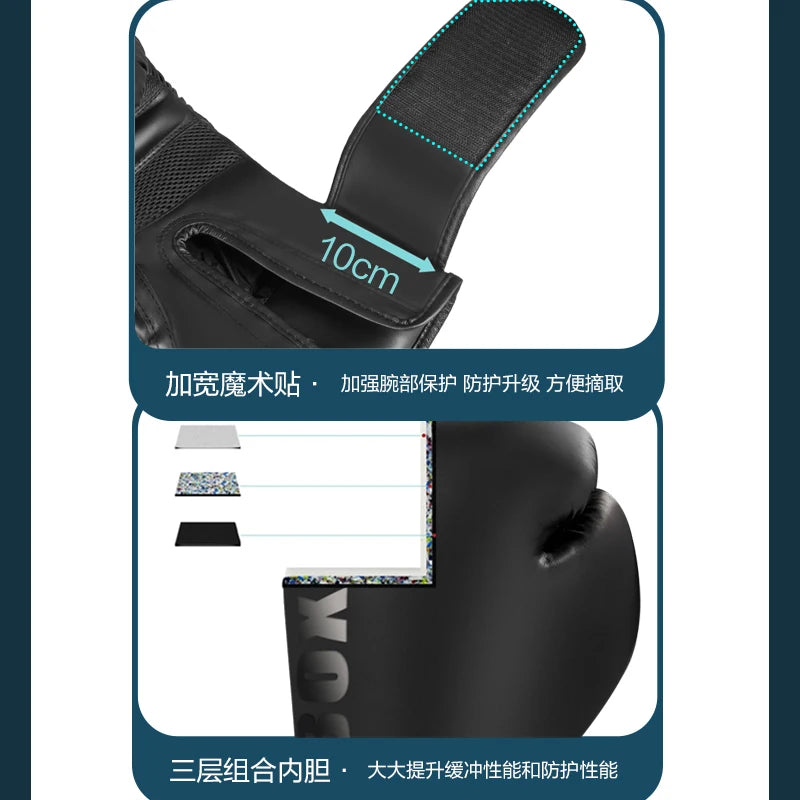 High Quality 6 8 10 12oz Boxing Gloves PU Leather Muay Thai Guantes De Boxeo Free Fight MMA Sandbag Training Glove For Men Women exovai.com