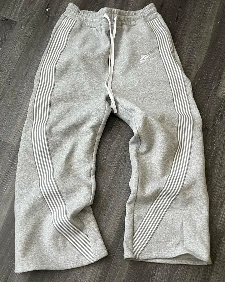 American Retro Striped Knitted Pants Men Y2k Street Harajuku Trendy Brand Oversized Trousers Loose Casual Wide Leg Pants Women exovai.com