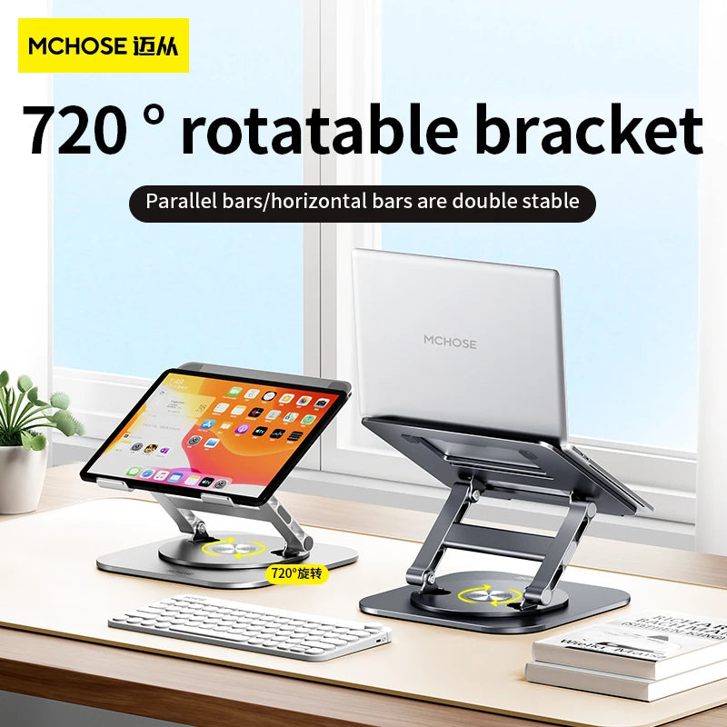 Laptop Stand 360° Rotatable Notebook Holder Liftable Desk Riser Stand Aluminum Alloy Stand Compatible With 9.7-17.3 Inch Laptops exovai.com