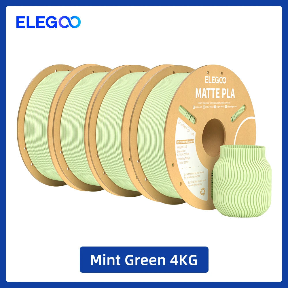 ELEGOO Matte PLA Filament 1KG,1.75mm FDM 3D Printer Filament Dimensional Accuracy +/- 0.02mm, 1kg Carboard Spool (2.2lbs) exovai.com