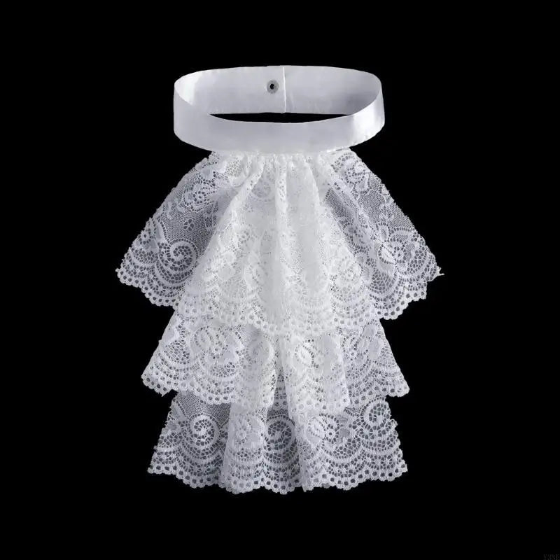 Y3NE Lace Jabot Collar Victorian Theme Party Neckwear Cosplay Accessory Collar for Halloween Teaparty Dressingup Neckpiece exovai.com