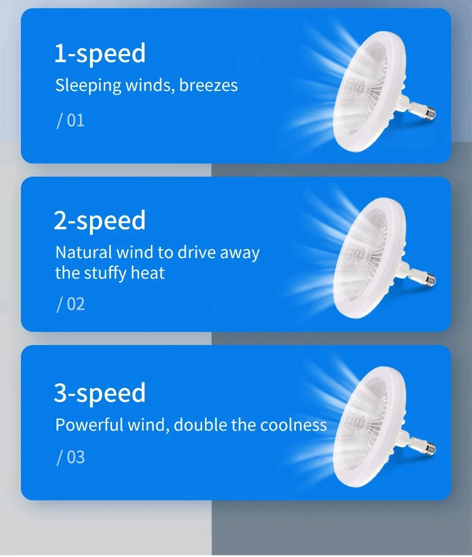 2 In 1 Ceiling Fan Lamps 3 Speeds Adjustable E27 Base Infinitely Dimmable for Living Room Bedroom Study LED Decorative Light exovai.com
