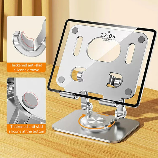 Foldable Mobile Phone Holder 360 Degree Rotating Hollowed Tablet Riser Anti Slip Tablet Holder Height Adjustable for 4.7-12 Inch exovai.com