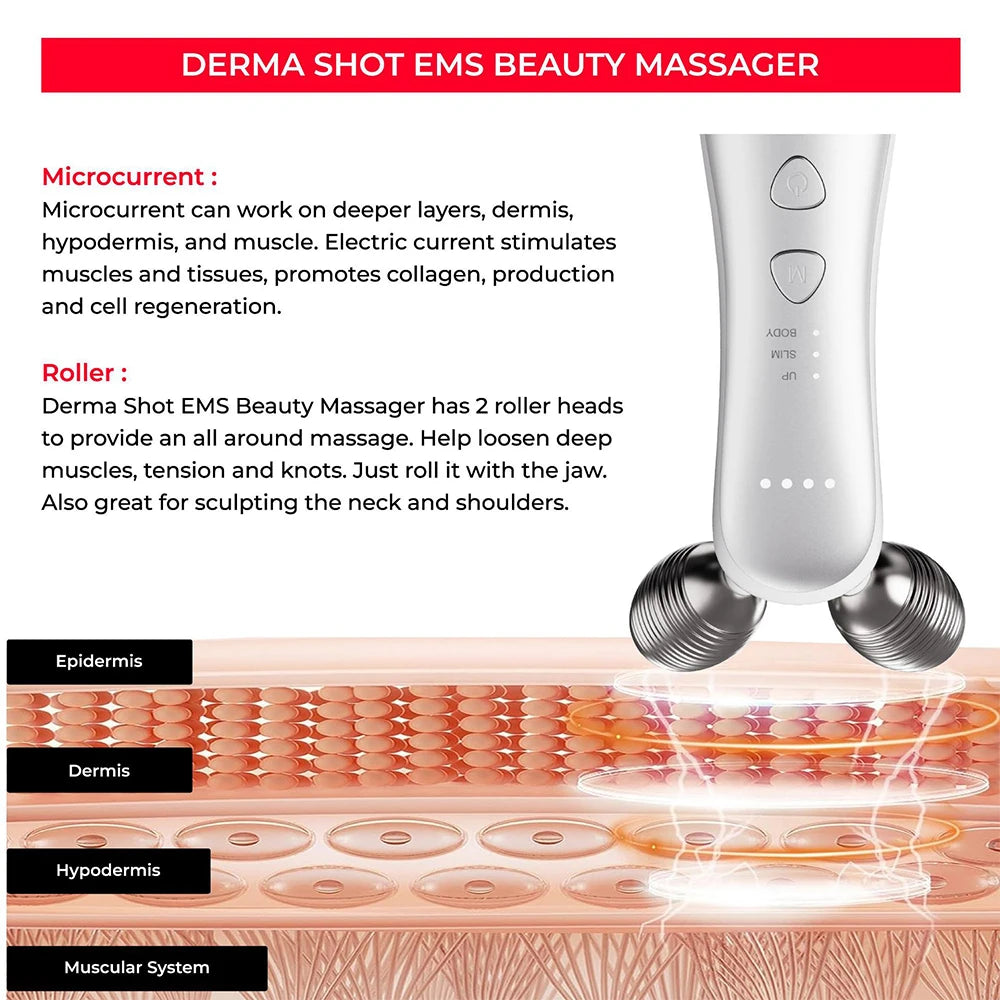 Electric Facial Micro-current Beauty Instrument Face Lift Roller Massager Skin Tighten Thin Double Chin Massage Beauty Devices exovai.com
