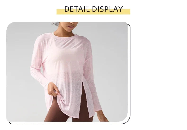 Gym Sports Tops Workout T-shirts Women Yoga Clothing Running Loose Slim Quick Dry Training Long Sleeve Blouse Fitness Tops👚 exovai.com