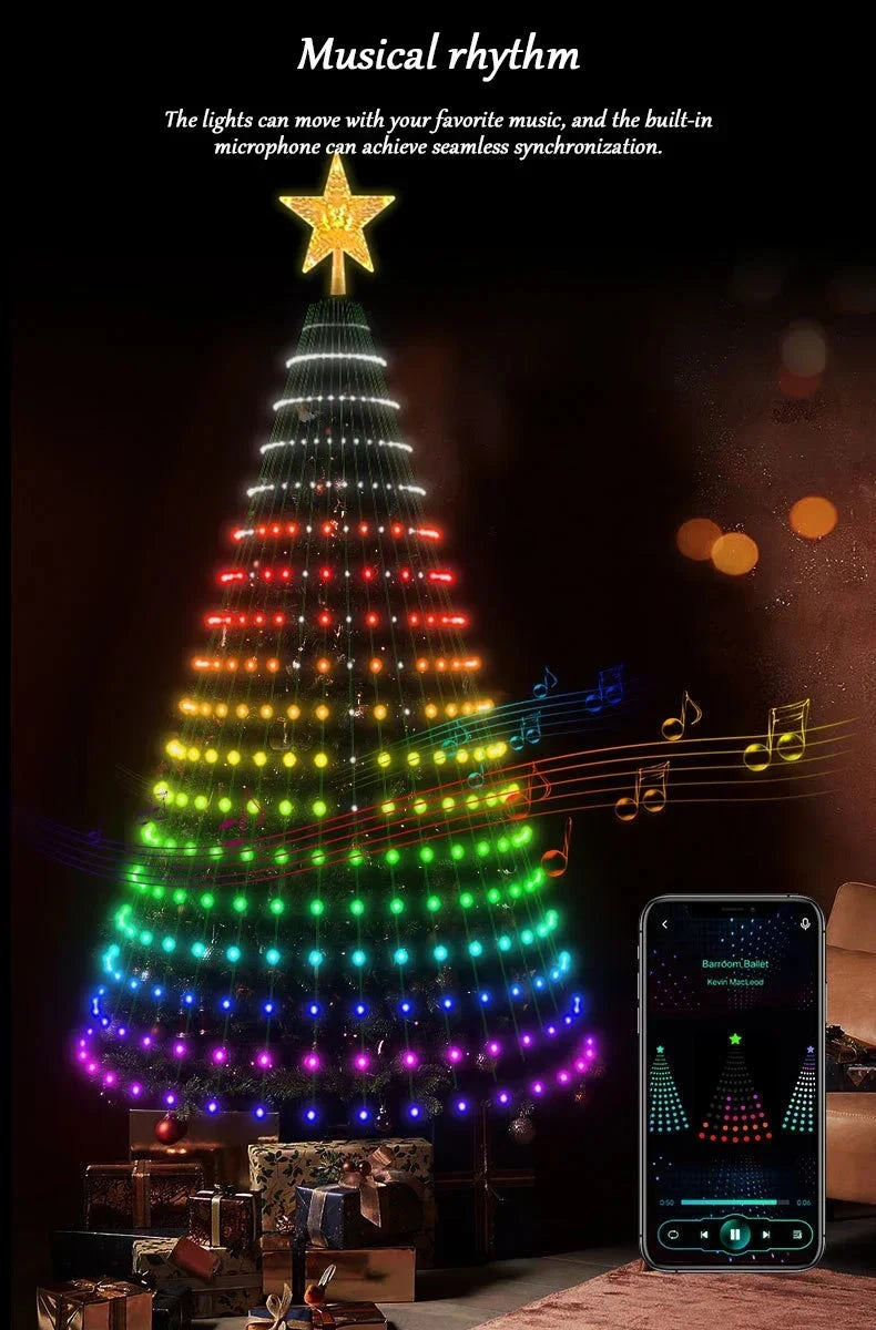 2.1M LED Christmas Tree Decorative Light Lntelligent IDeal LED APP Application Control DIY Lmage Light String for Quick Shipping exovai.com