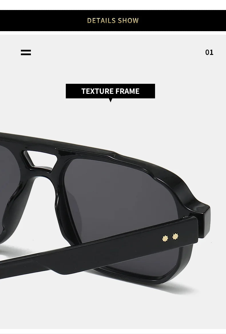 New Retro Double Bridge Square Sunglasses For Women Men Fashion Luxury Design Rivets Sun Glasses Trending Shades UV400 Eyeglasse exovai.com