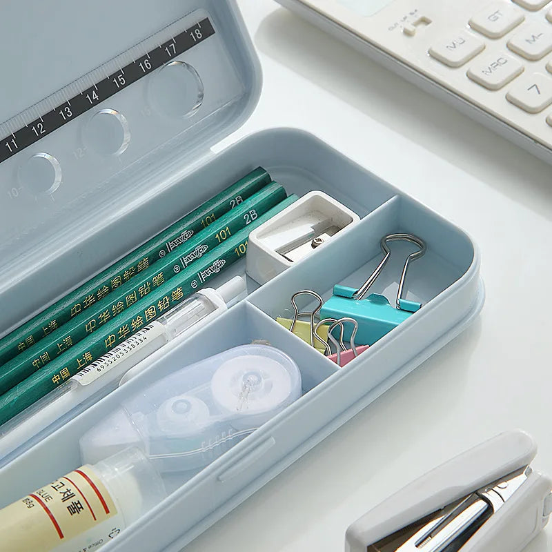 1Pcs Pencil Case Box PP Material Transparent PencilBox Pouch Stationery School Case Supplies Pencil Storage Pencil Bag exovai.com