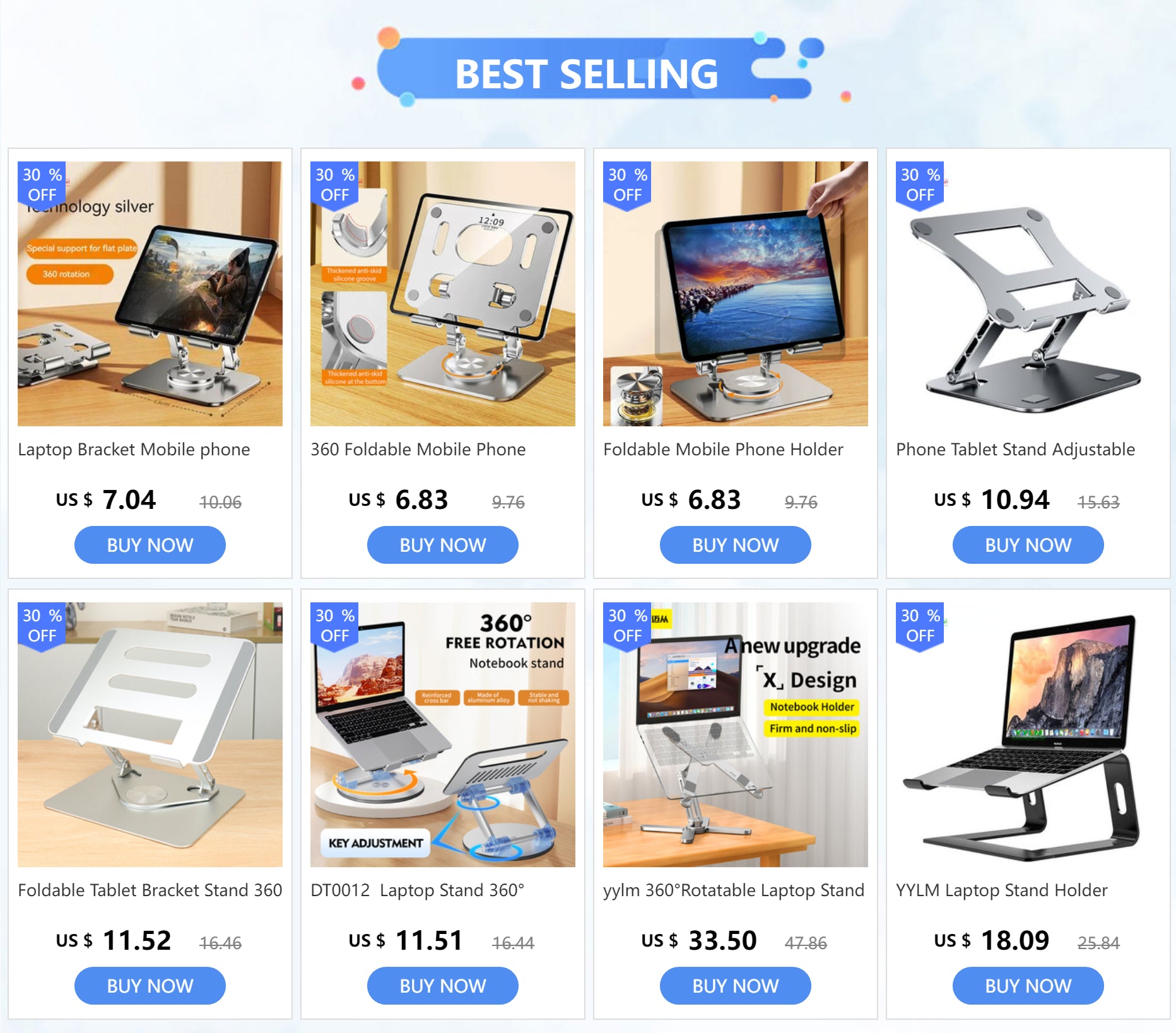 Foldable Mobile Phone Holder 360 Degree Rotating Hollowed Tablet Riser Anti Slip Tablet Holder Height Adjustable for 4.7-12 Inch exovai.com