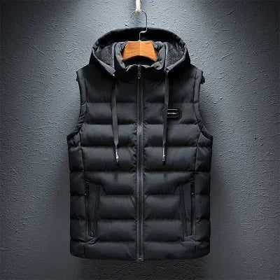 Brand Mens Jacket Sleeveless Vest Hooded Fashion Casual Coats Male Cotton-Padded Men's Vest Men Zipper Waistcoats Plus size 6XL exovai.com