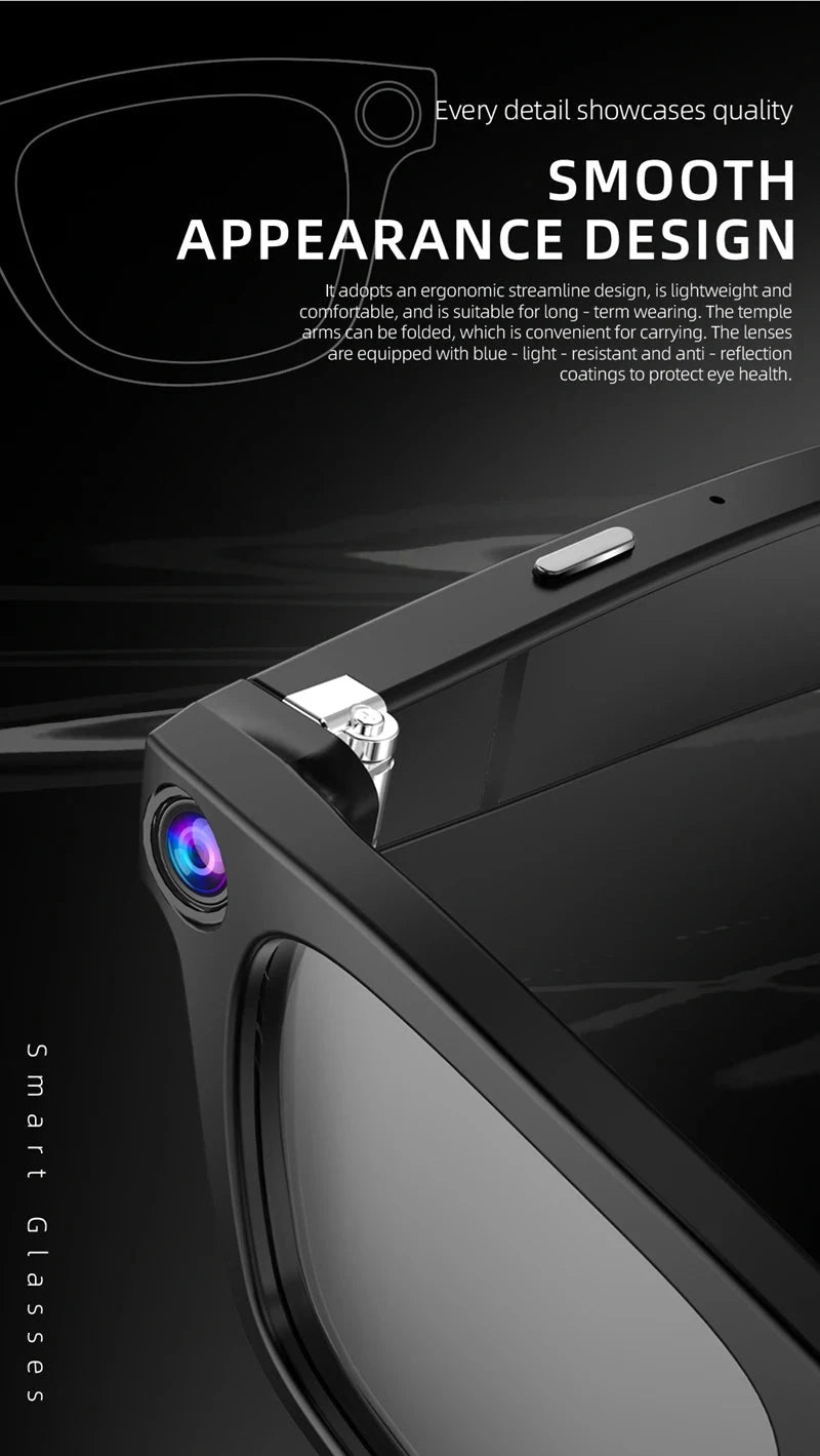 Xiaomi 4k Smart AI Bluetooth Glasses HD 800W pixel Shooting Waterproof Camera Photo Video Voice Call Translation Smart Glasses exovai.com