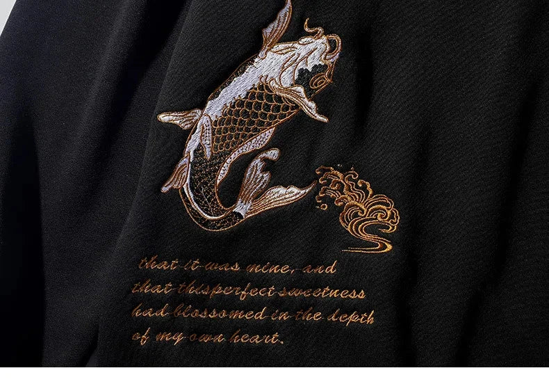 Harajuku Japanese Carp Print Hoodie Sweatshirt Fashion Casual Oversized Hooded Hoodie Hip Hop Women Men Clothing 4XL exovai.com