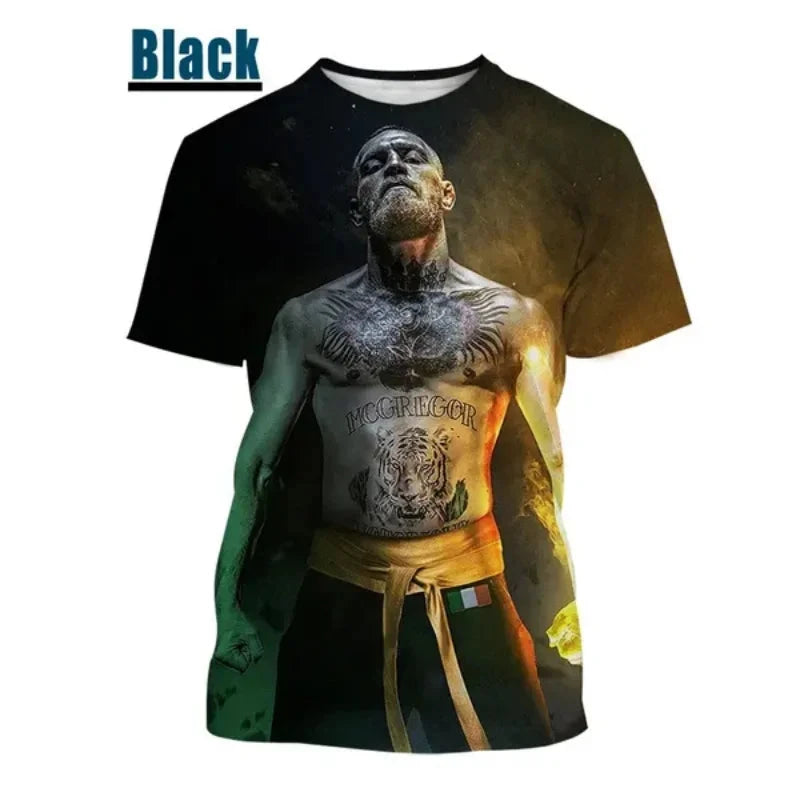 Fashion Men Clothing New Integrated Fighting McGregor 3D Print T-shirt Personality Harajuku Street Unisex Oversized T Shirt Tops exovai.com