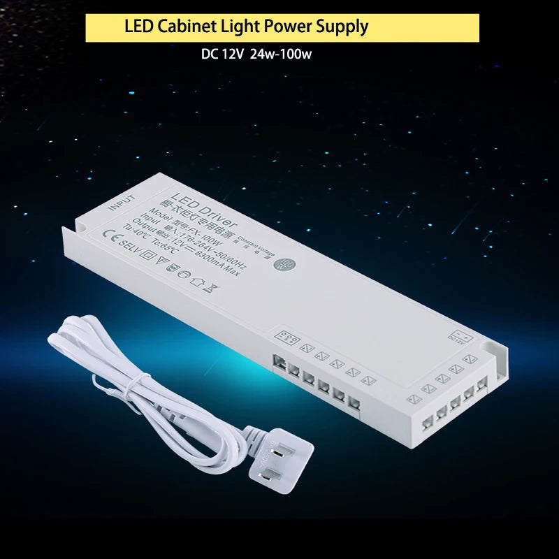 LED Cabinet Light Strip Light Transformer DC 12V 24V Lighting Power Supply DuPont Port Driver  24W 36W 60W 100W 150W exovai.com