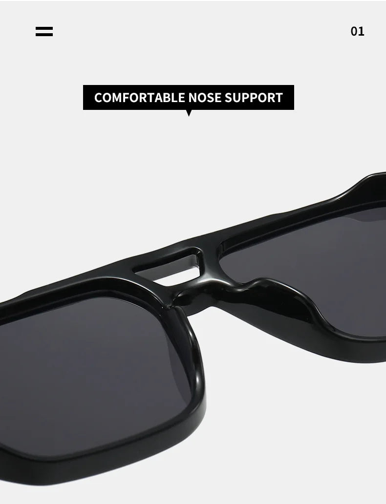 New Retro Double Bridge Square Sunglasses For Women Men Fashion Luxury Design Rivets Sun Glasses Trending Shades UV400 Eyeglasse exovai.com