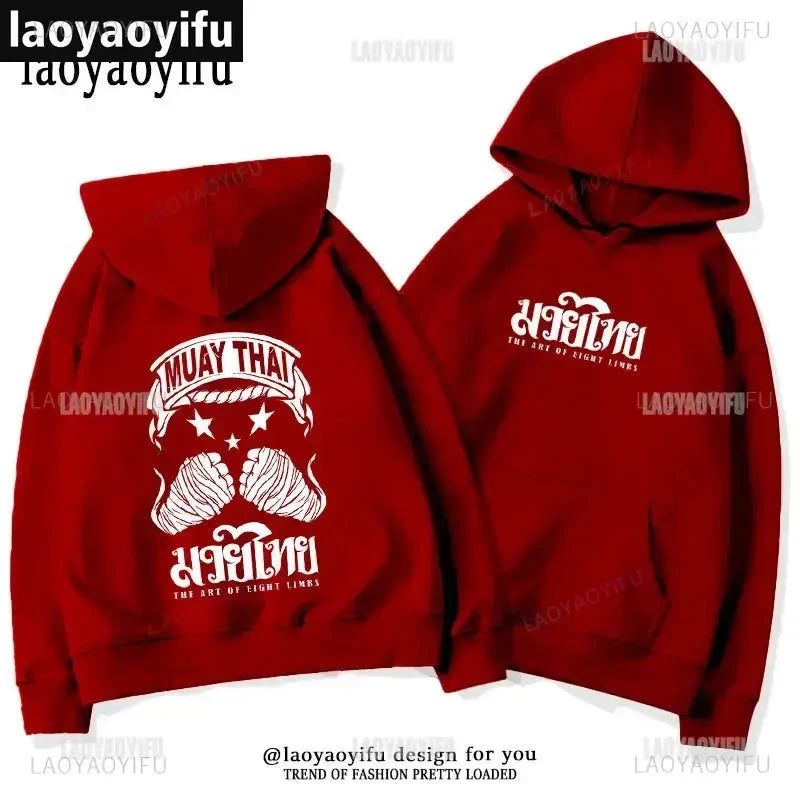 Muay Thai The Fist of King - Thailand Martial Art Pullover Hoodie Men Wai Kru Thailand Men Casual Pullovers 2024 New Style Tops exovai.com