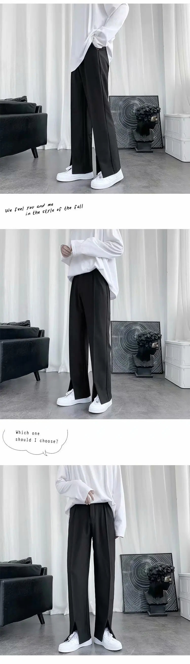 Spring/Summer Black Suit Pants Men Fashion Society Mens Dress Pants Korean Loose Straight Pants Mens Office Formal Trousers exovai.com