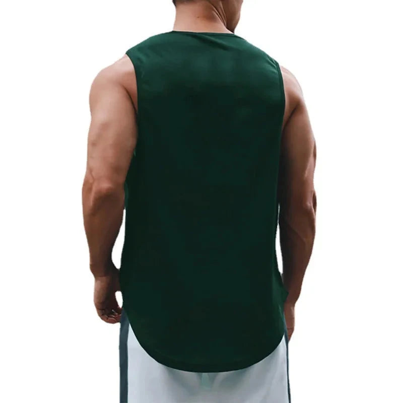 Summer Men's Gym Tank Top Fitness Training Clothing Quick-drying Loose Bodybuilding Sleeveless Shirt Men Fashion Basketball Vest exovai.com