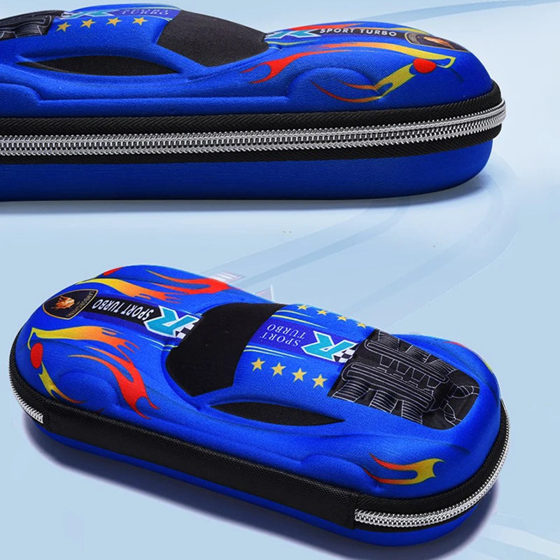 3D Racing Car Pencil Cases Cartoons School Pencil Case For Children Stationery Box EVA PU Plastic Pen Case Boy Cute Pen Bag exovai.com