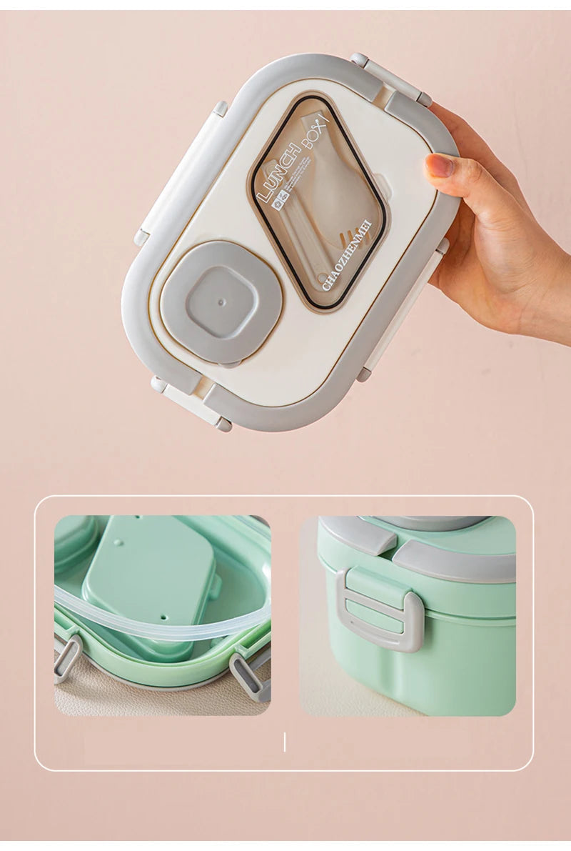 Portable Lunch Box Compartment Wheat Straw Bento Carrying Handle Box Reusable Tableware Containers Meal Snack Food Containers exovai.com