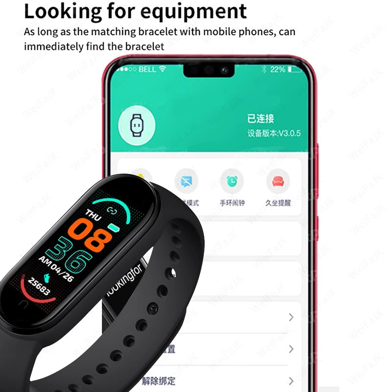 M6 Smart Watch Men Women Fitness Smart Bracelet Sports Band Heart Rate Blood Pressure Monitor Waterproof Multi-function Watches exovai.com