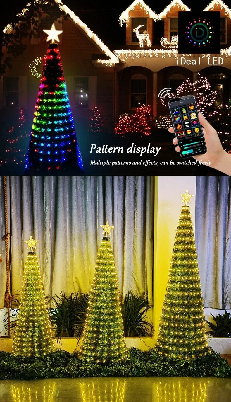 2.1M LED Christmas Tree Decorative Light Lntelligent IDeal LED APP Application Control DIY Lmage Light String for Quick Shipping exovai.com