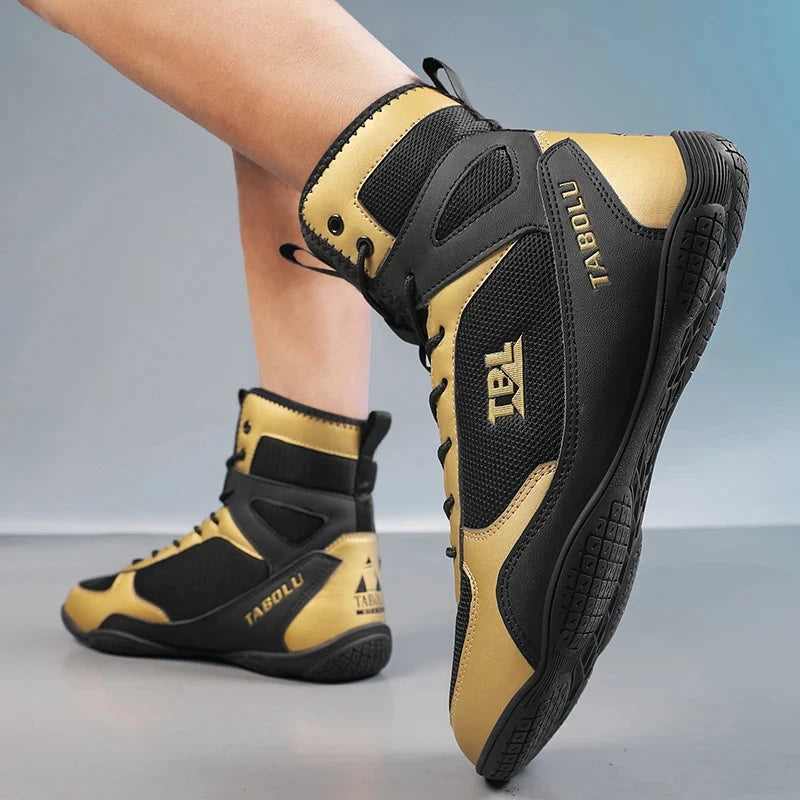 Wrestling shoes male Boxing Shoes Fighting Sanda Strength High Top Shoes light fighting Boots Weightlifting shoe Sneakers exovai.com
