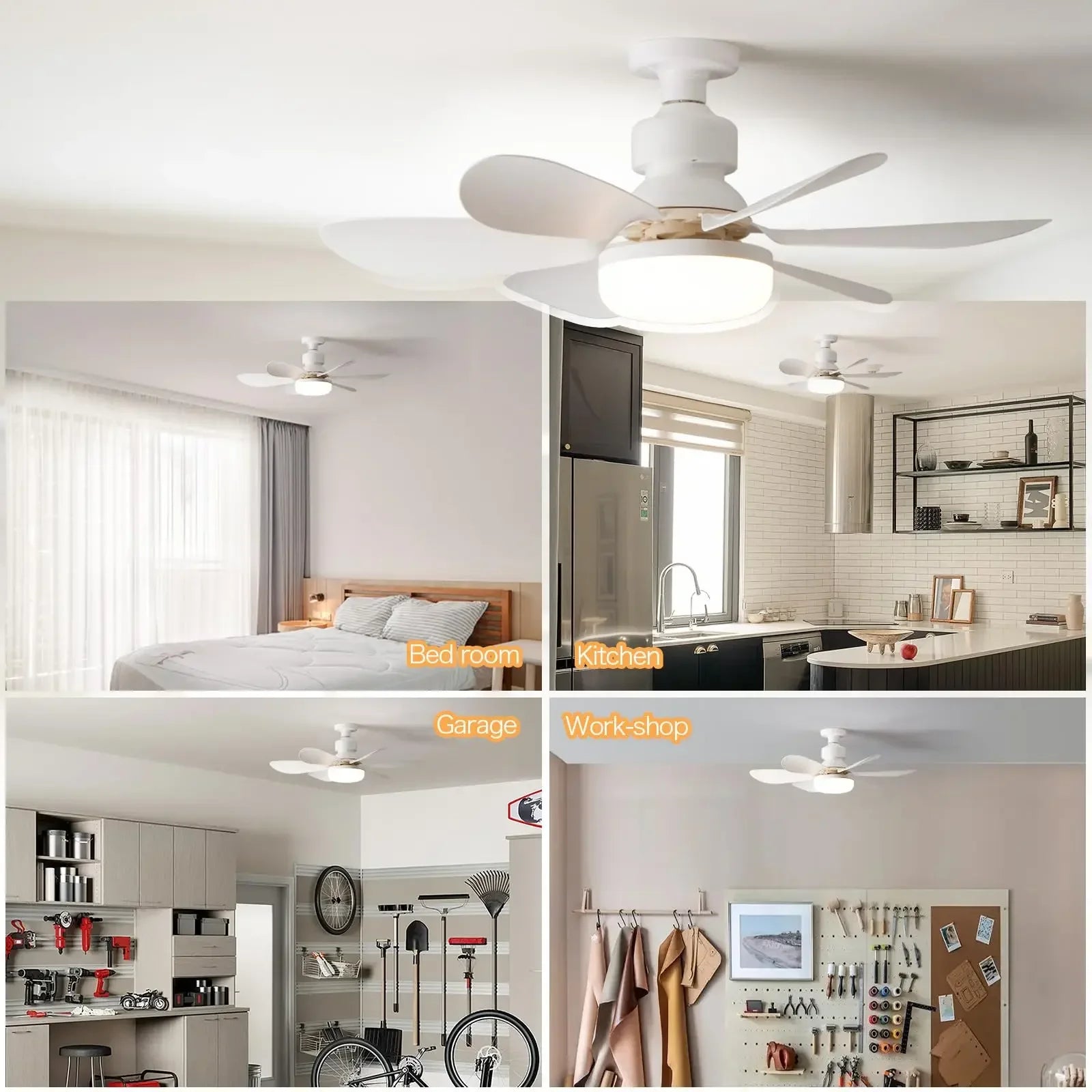 Ceiling Fan Light LED 30W 40W Simple Lights with E27 Remote Control for Home Living Room Study Household Decorative Fan Lighting exovai.com