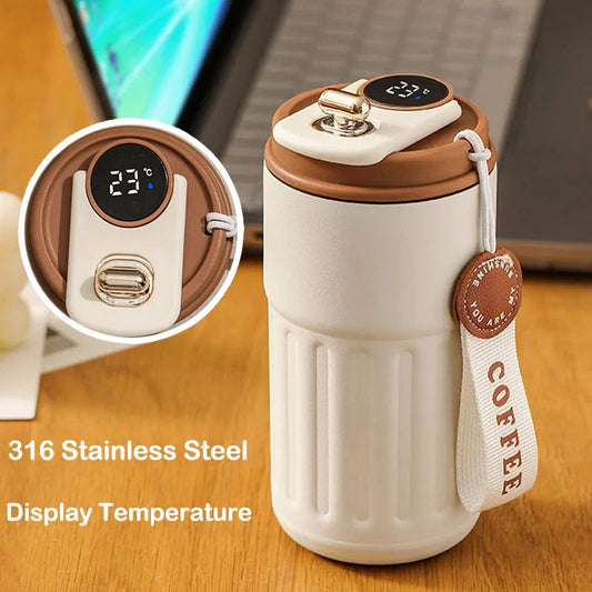 450ml Thermos Bottle Smart Display Temperature 316 Stainless Steel Vacuum Cup Office Coffee Cup Business Portable Thermal Mug exovai.com