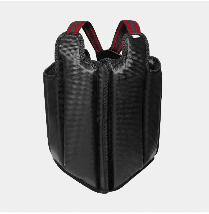 Sanda Chest Guard Taekwondo Karate PU Leather Open Chest Protector Training Competition Protective Gear Black Chest Guard Unisex exovai.com