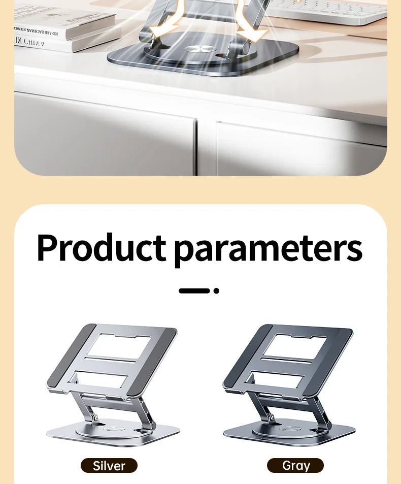 Laptop Stand 360° Rotatable Notebook Holder Liftable Desk Riser Stand Aluminum Alloy Stand Compatible With 9.7-17.3 Inch Laptops exovai.com